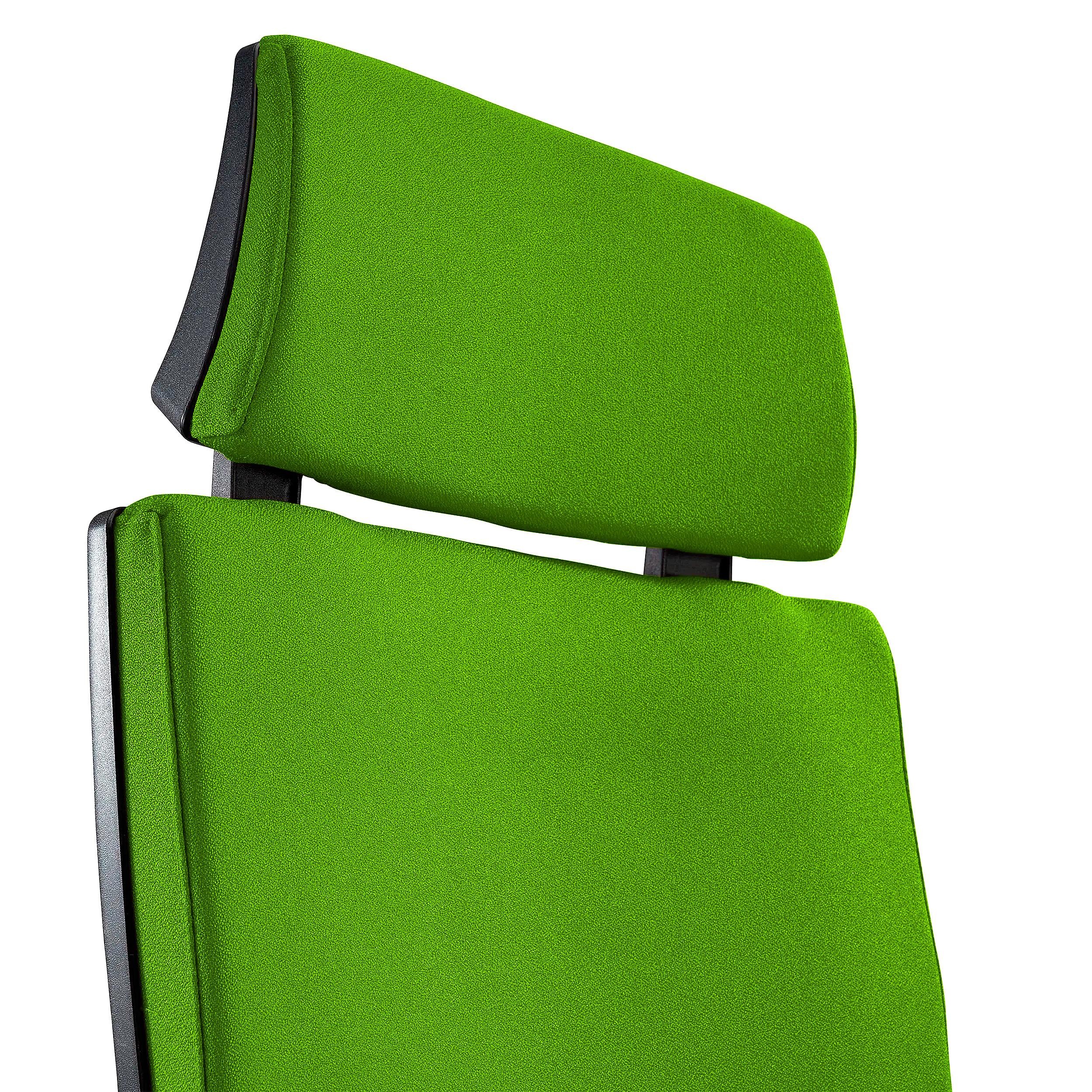 Silla Ergonómica MARVEL, Tela Negra, Reposacabezas y Soporte Lumbar