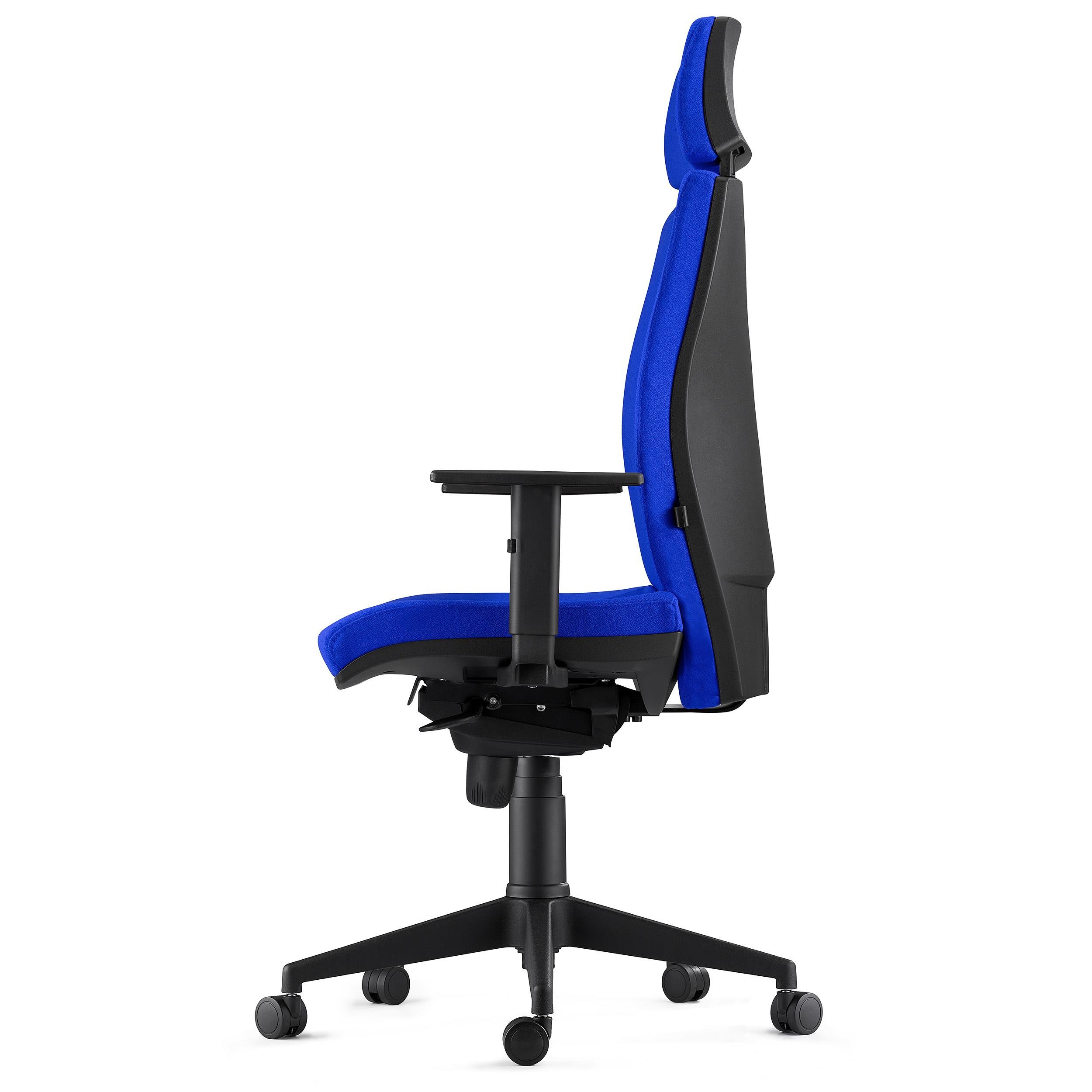 Silla Ergonómica MARVEL, Tela Negra, Reposacabezas y Soporte Lumbar