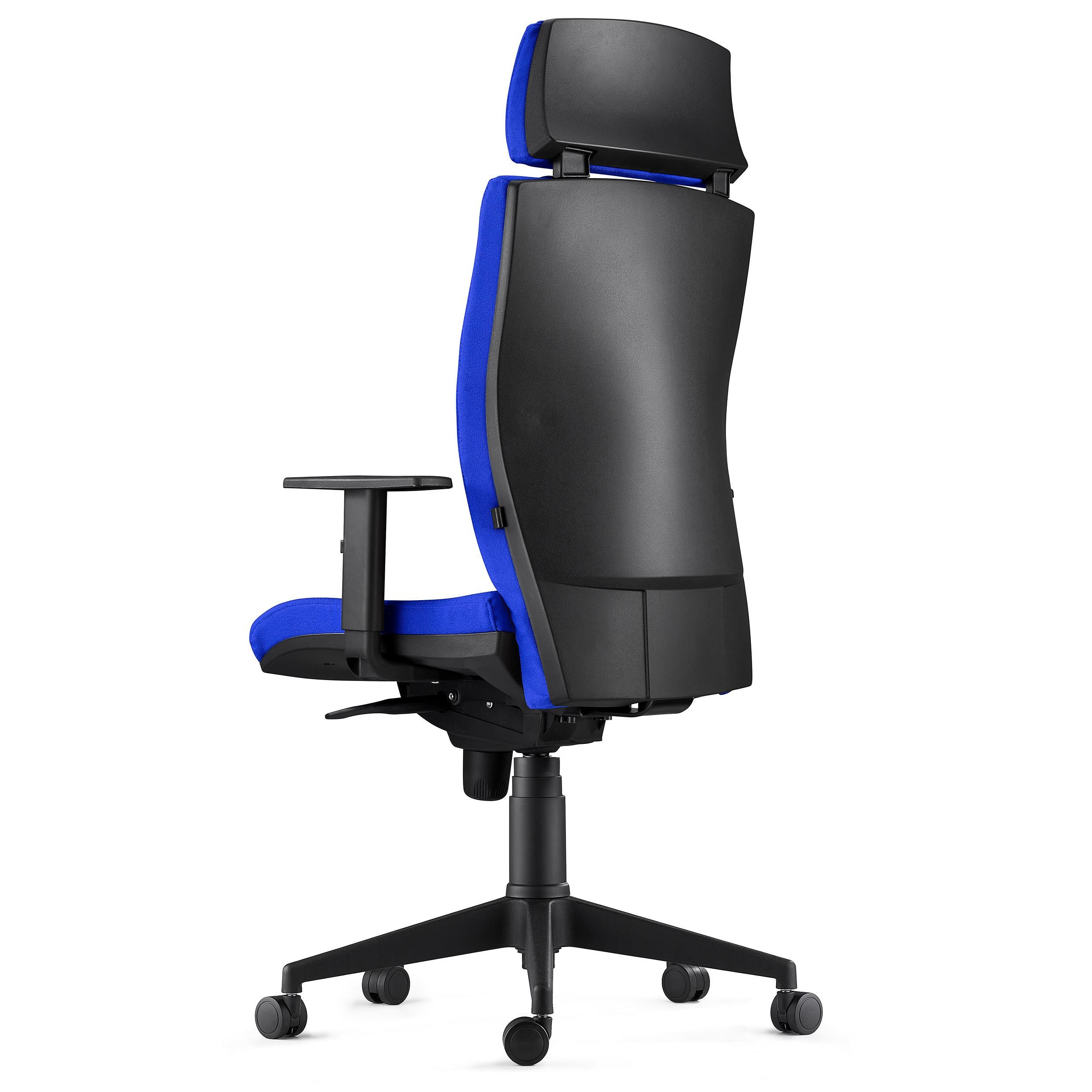 Silla Ergonómica MARVEL, Tela Negra, Reposacabezas y Soporte Lumbar