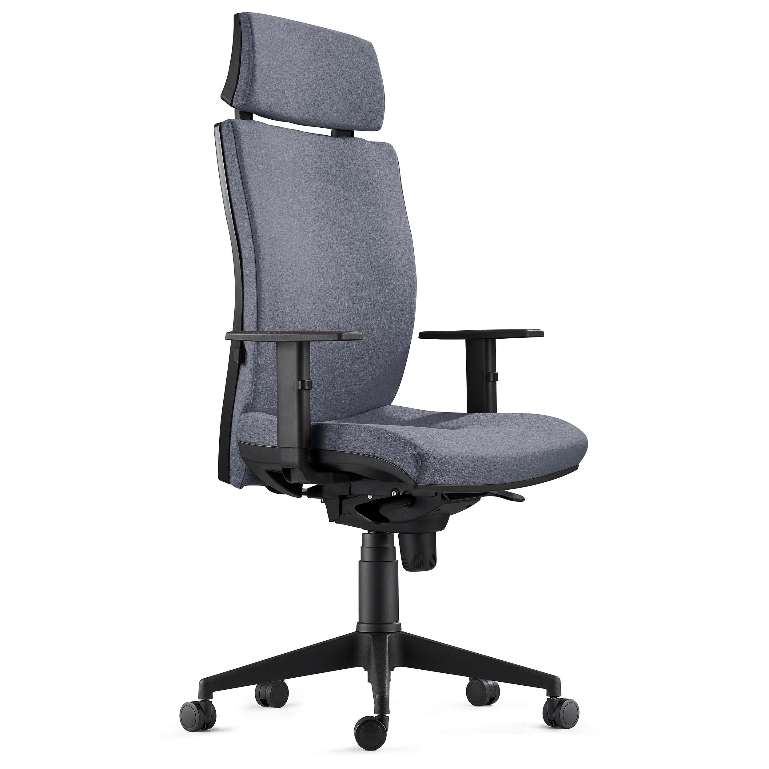 Silla Ergonómica MARVEL, Tela Negra, Reposacabezas y Soporte Lumbar