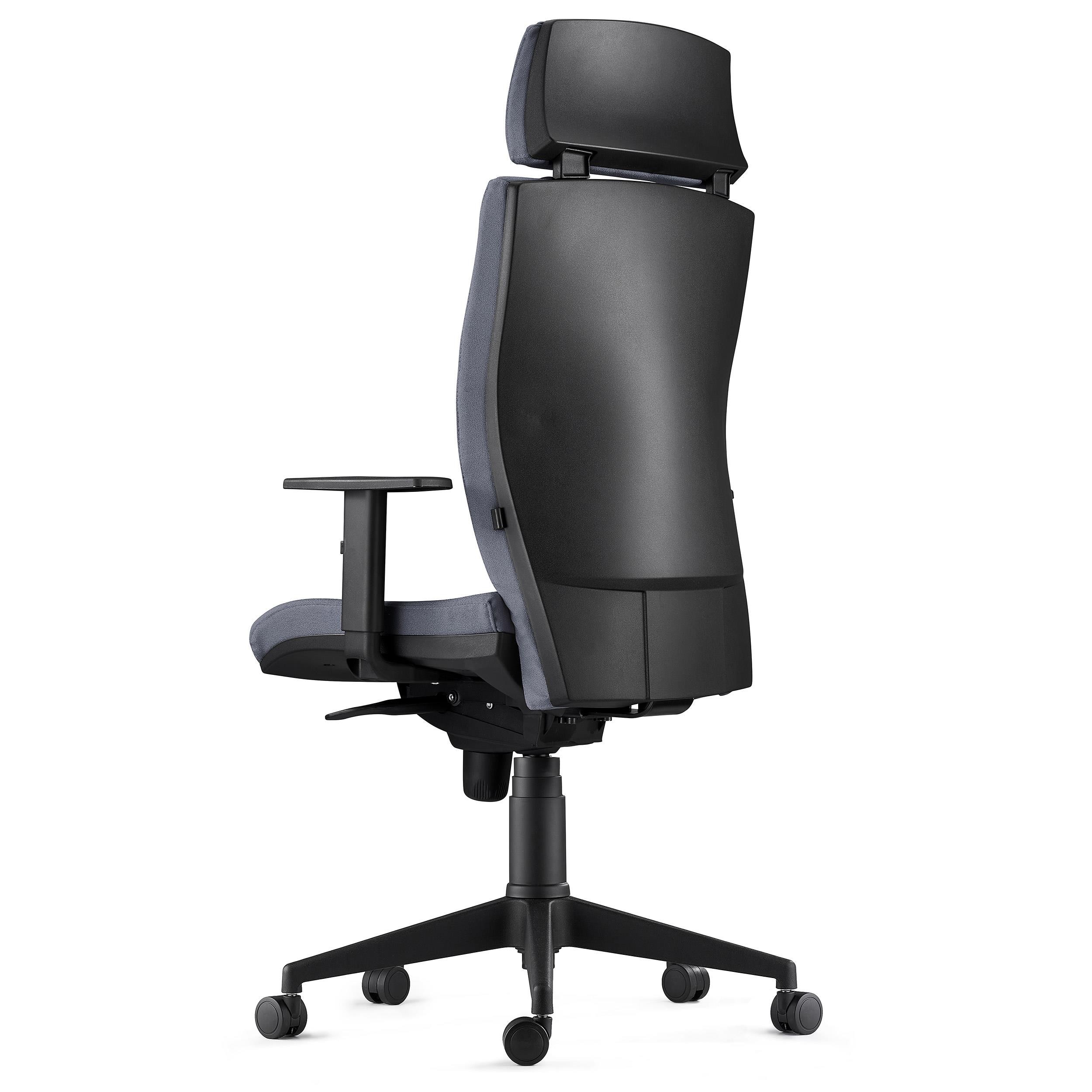 Silla Ergonómica MARVEL, Tela Negra, Reposacabezas y Soporte Lumbar
