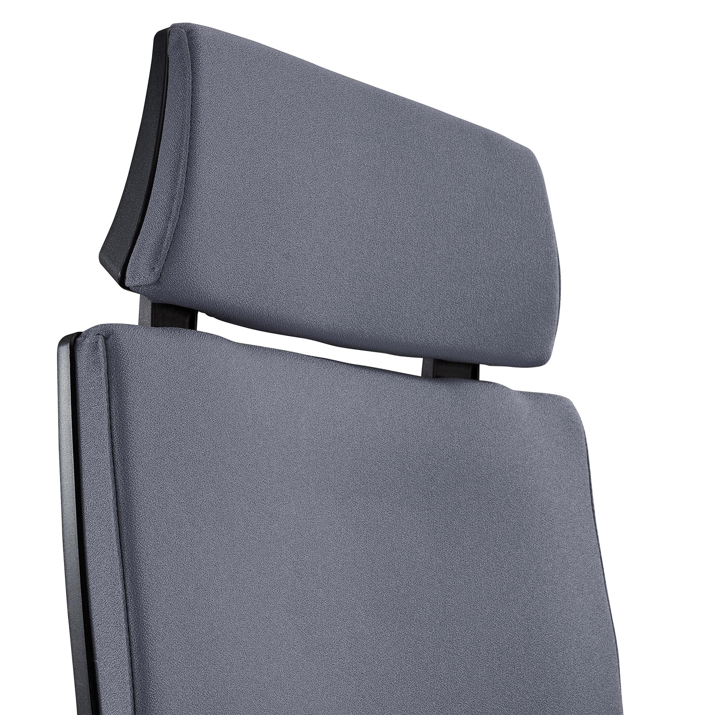 Silla Ergonómica MARVEL, Tela Negra, Reposacabezas y Soporte Lumbar
