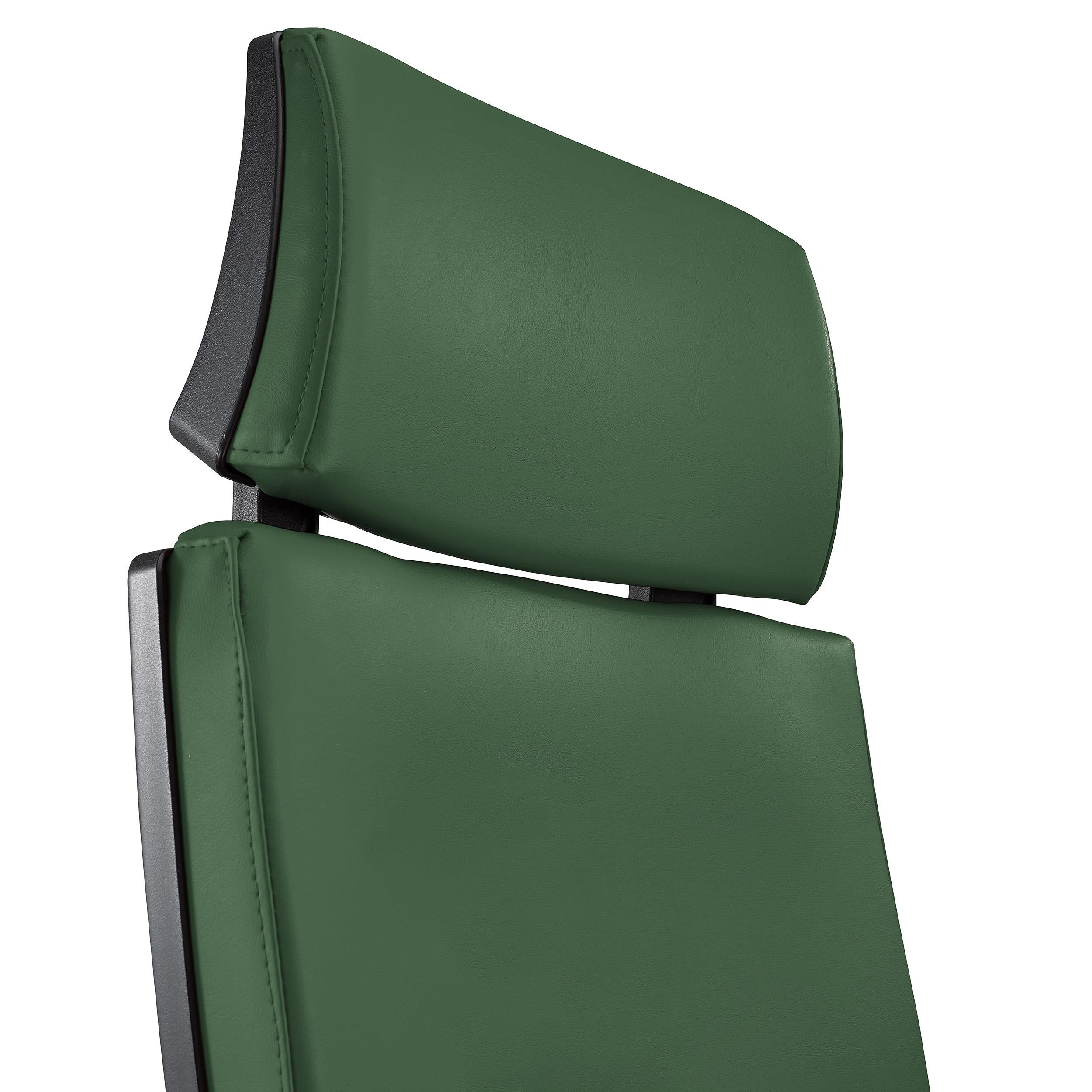 Silla Ergonómica MARVEL, Piel Negra, Reposacabezas y Soporte Lumbar