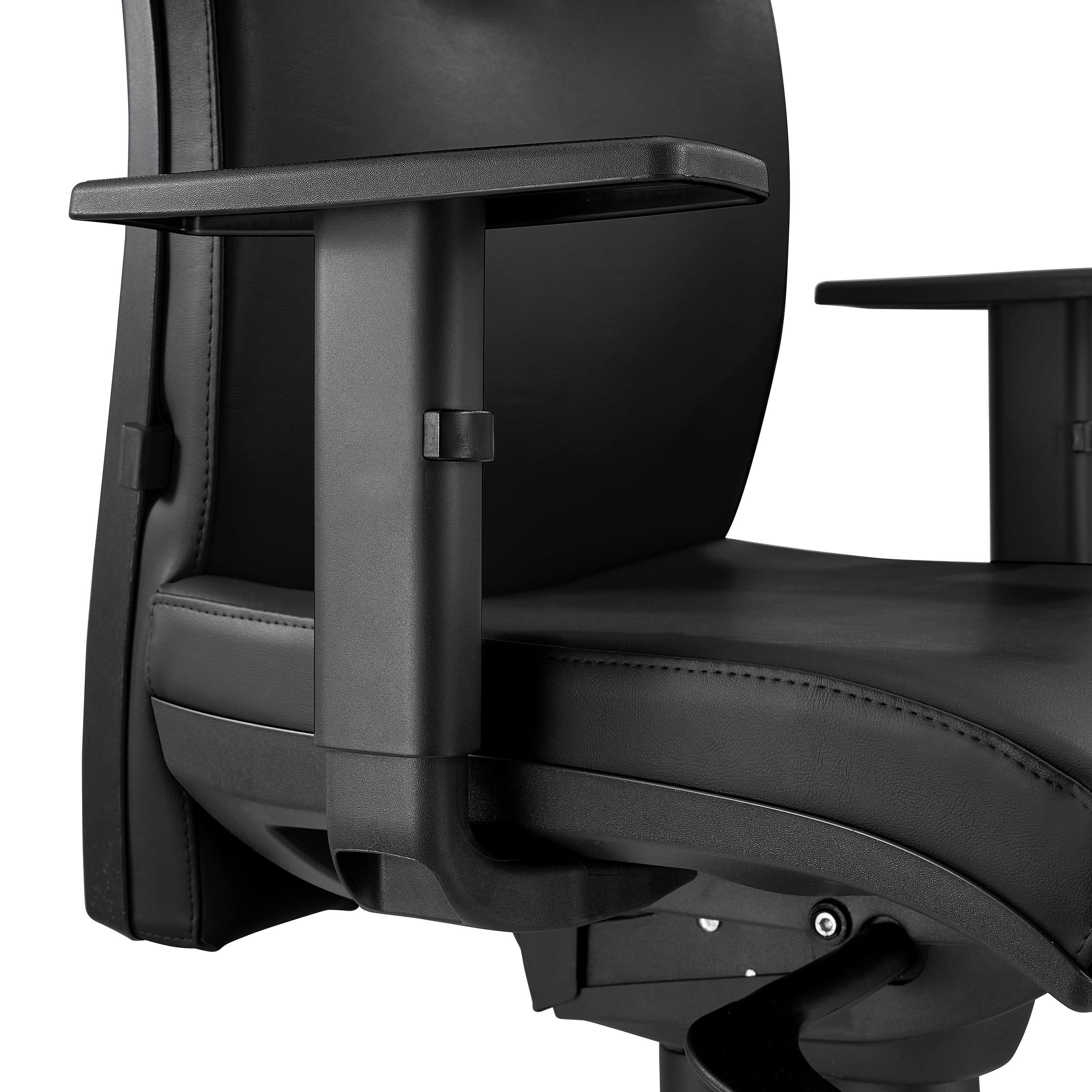 Silla Ergonómica KEVIN, Piel Negra, con Soporte Lumbar