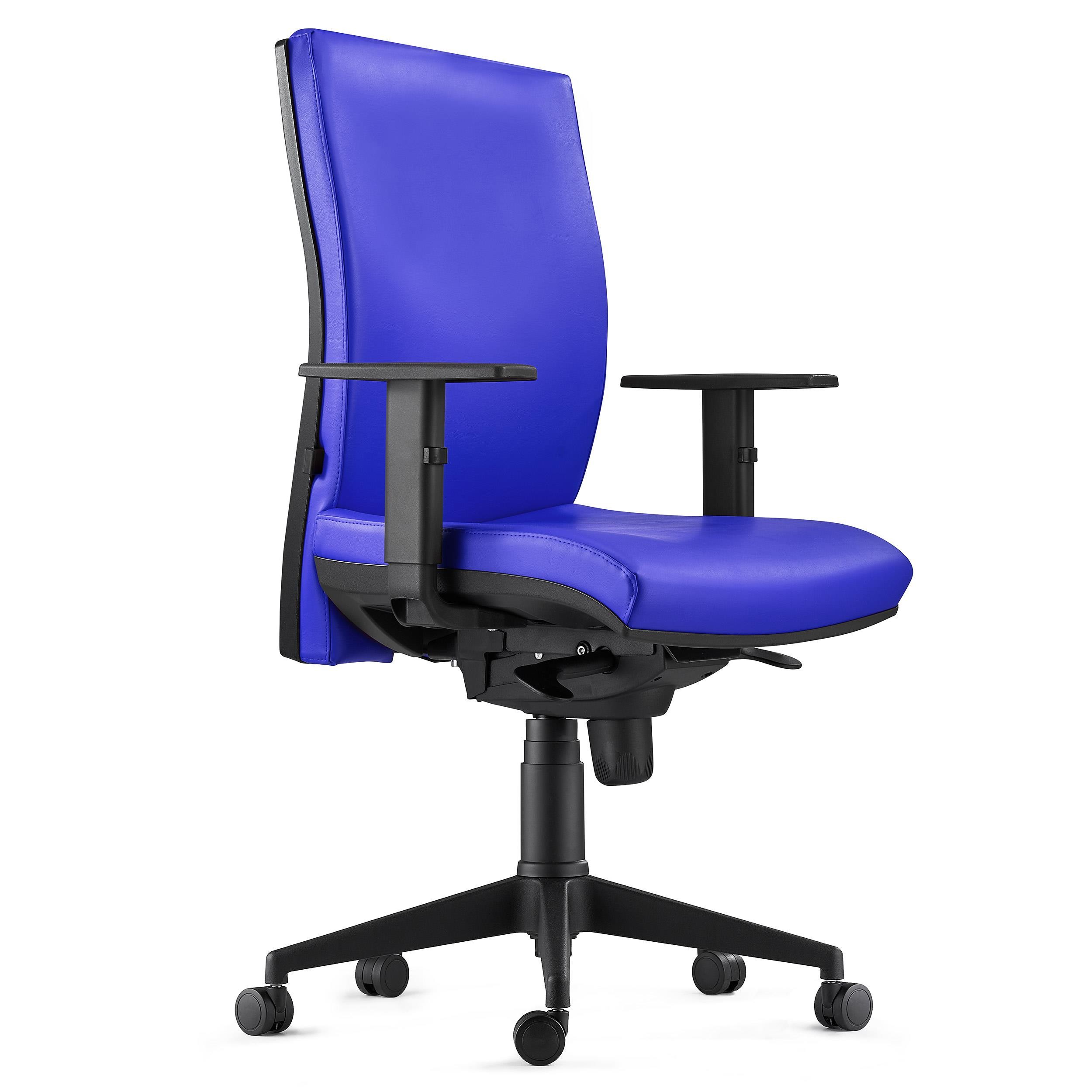 Silla Ergonómica KEVIN, Piel Negra, con Soporte Lumbar