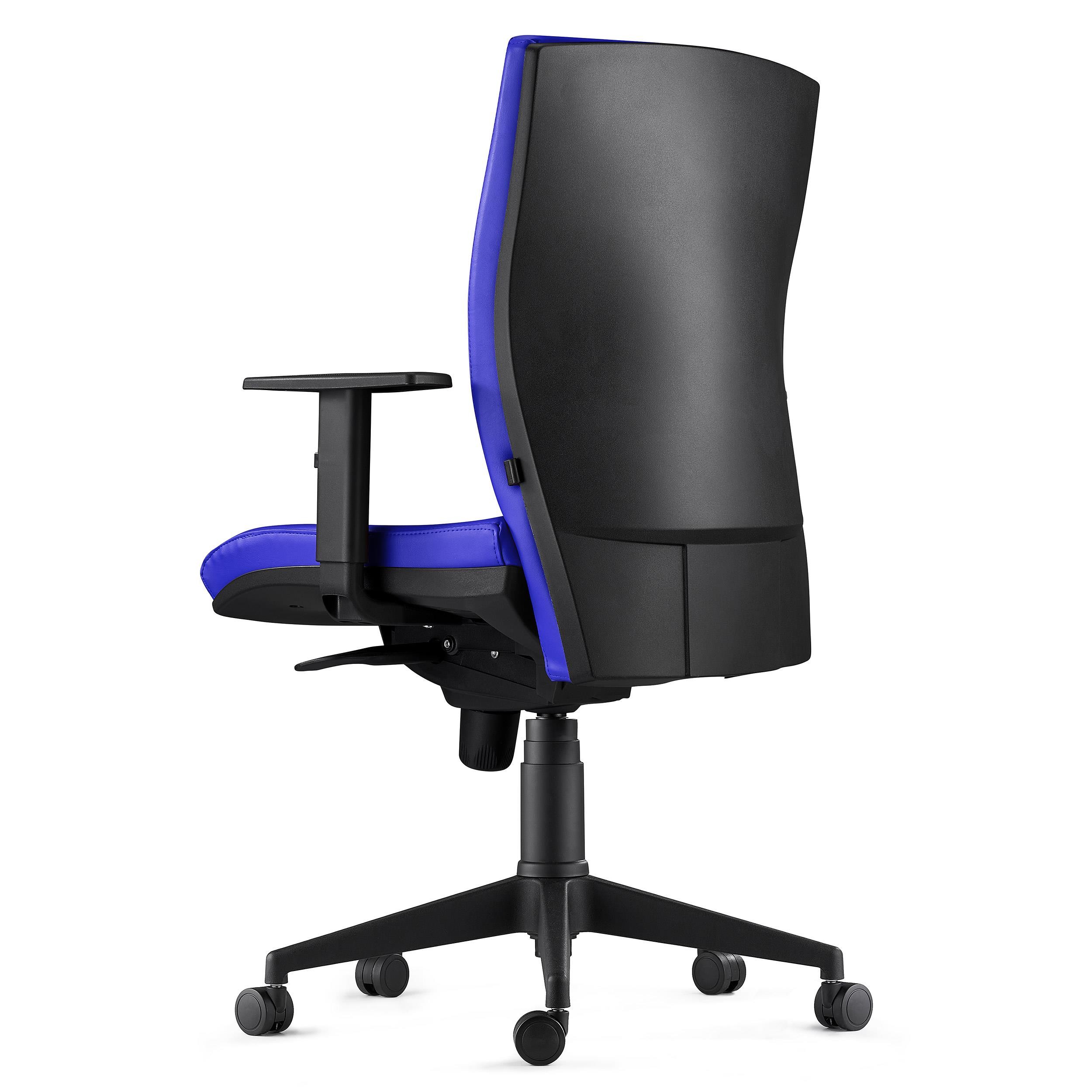 Silla Ergonómica KEVIN, Piel Negra, con Soporte Lumbar