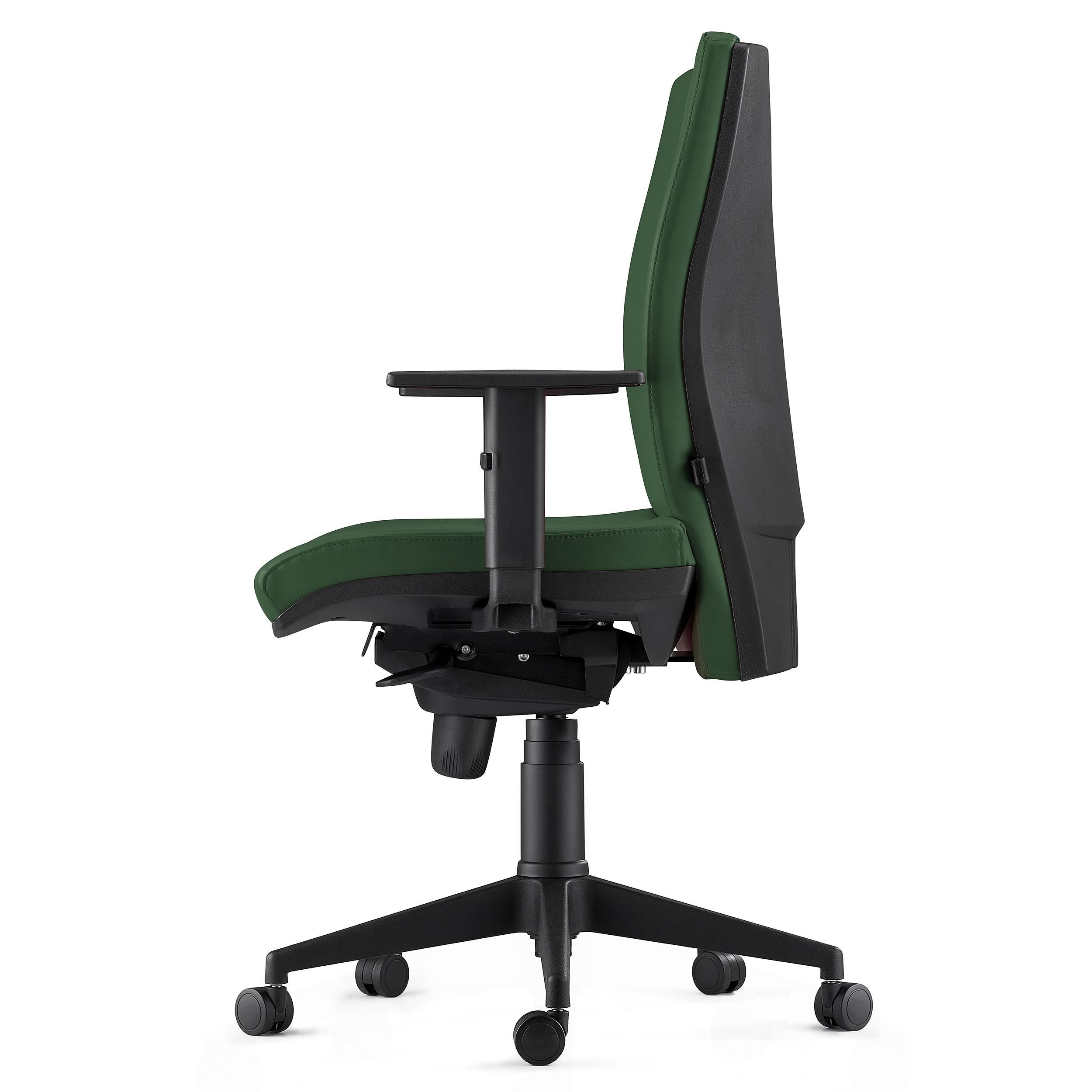 Silla Ergonómica KEVIN, Piel Negra, con Soporte Lumbar