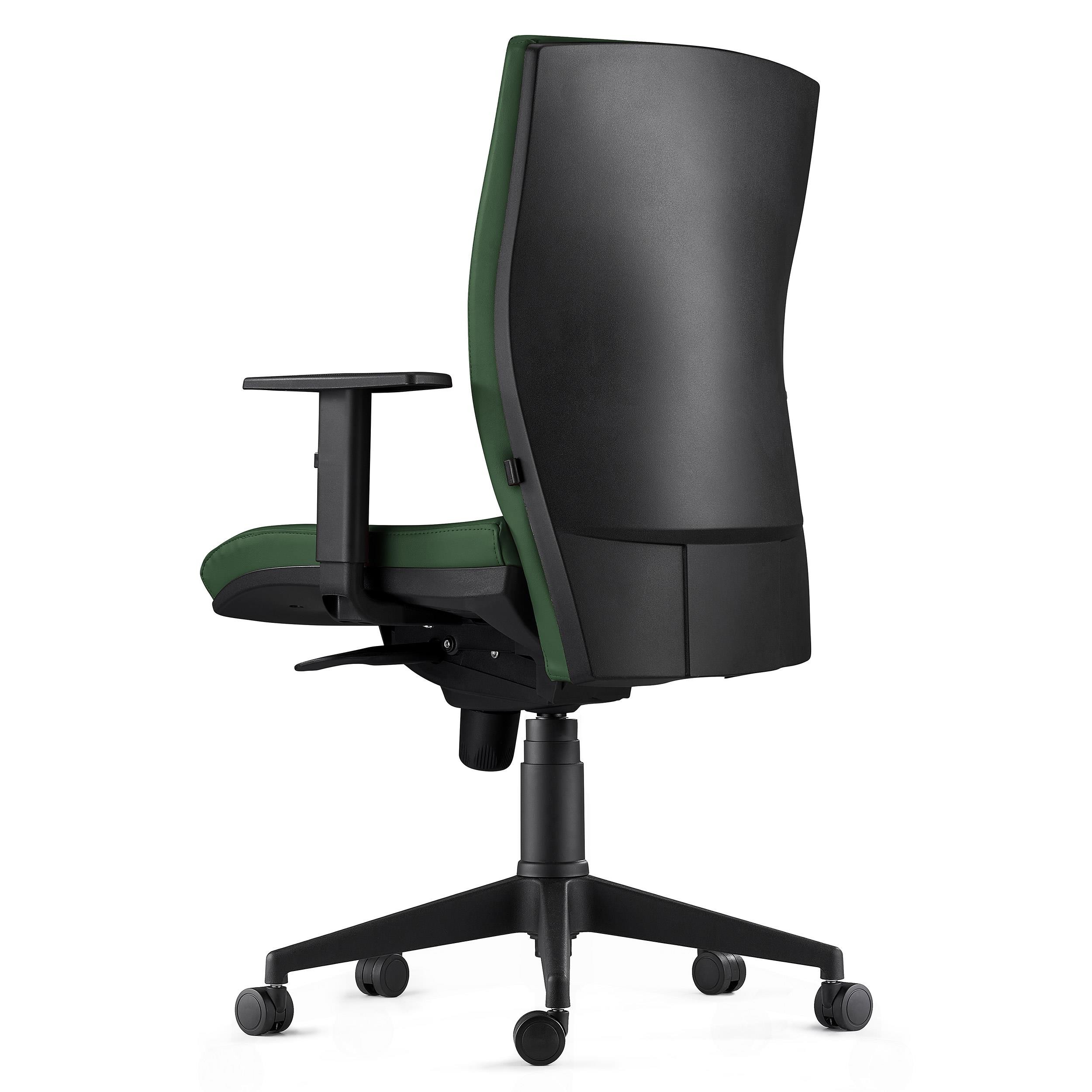 Silla Ergonómica KEVIN, Piel Negra, con Soporte Lumbar