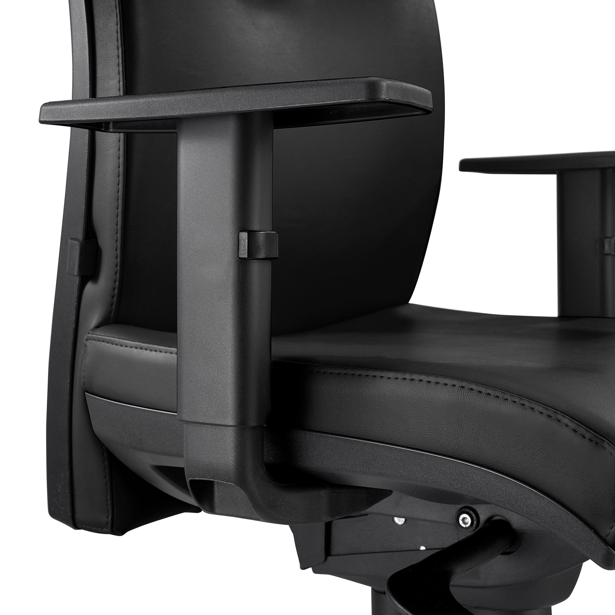 Silla Ergonómica MARVEL, Piel Natural Negra, Reposacabezas y Soporte Lumbar
