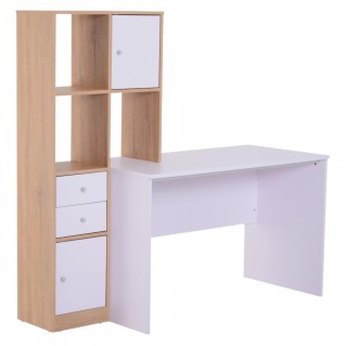 Mesa de Oficina LINSAY en Madera color Blanco y Roble