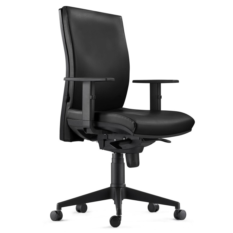 Silla Ergonómica KEVIN en Piel Natural color Negro