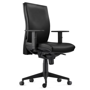 Silla Ergonómica KEVIN en Piel Natural color Negro
