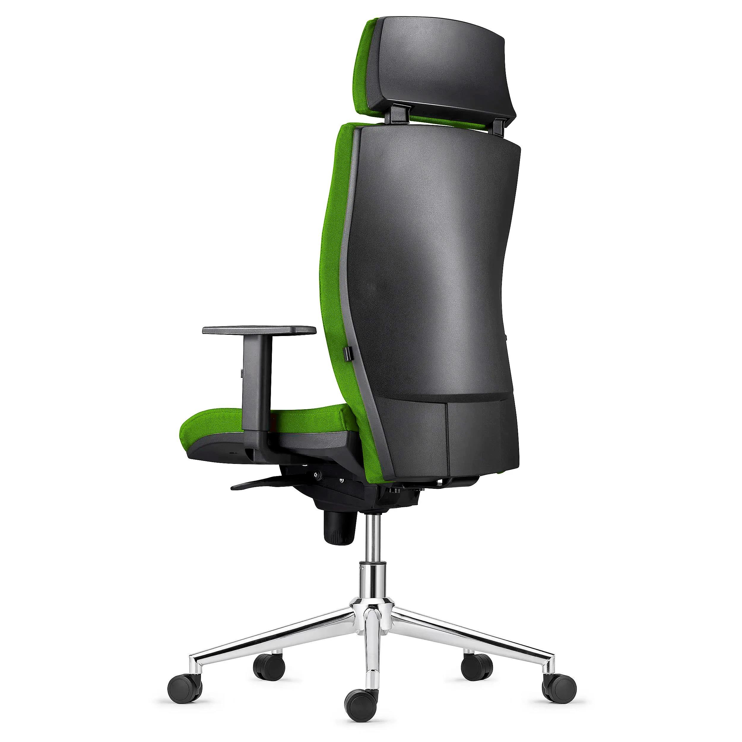 Silla Ergonómica MARVEL, Tela Negra, Base Metálica, Reposacabezas y Soporte Lumbar