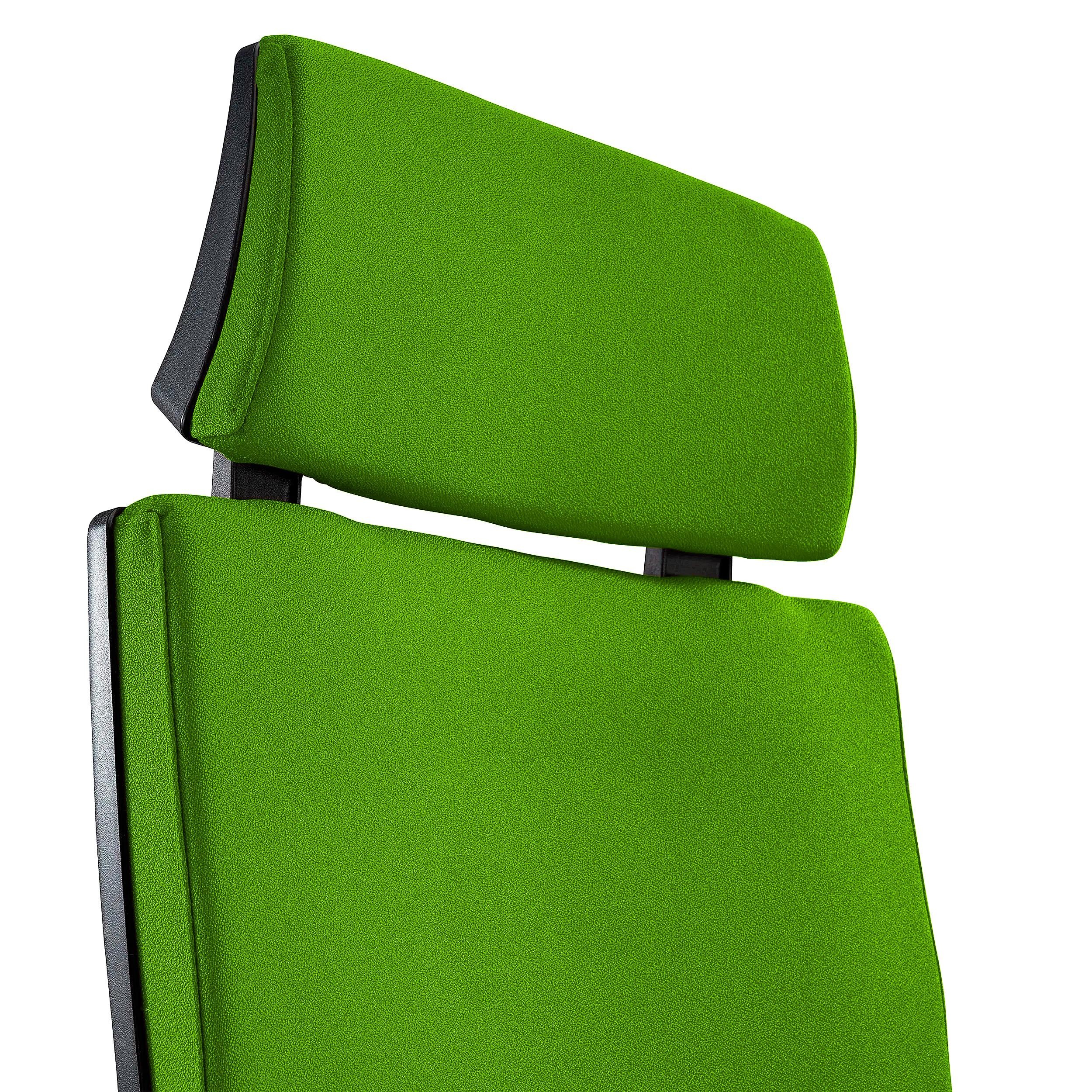 Silla Ergonómica MARVEL, Tela Negra, Base Metálica, Reposacabezas y Soporte Lumbar