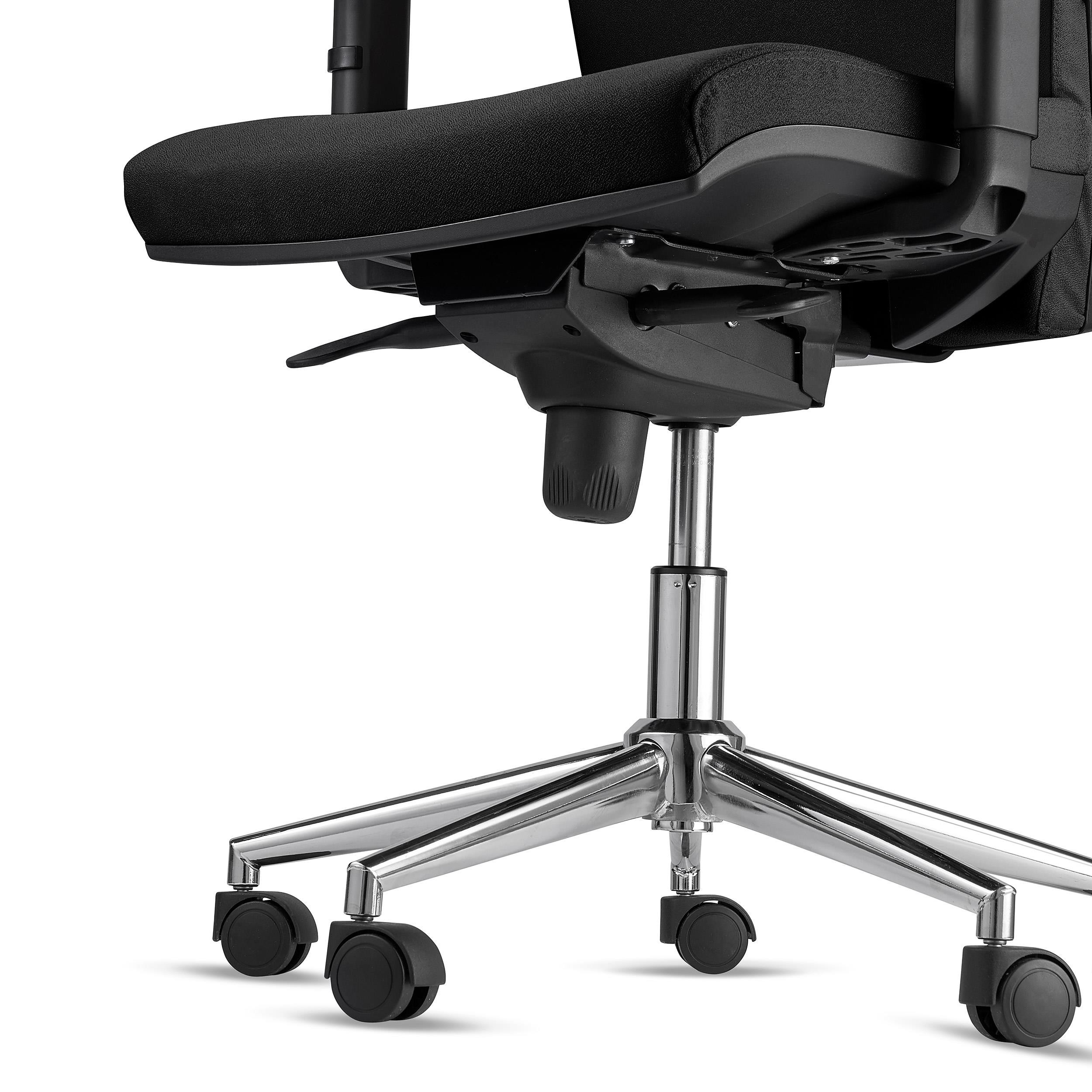 Silla Ergonómica MARVEL, Tela Negra, Base Metálica, Reposacabezas y Soporte Lumbar