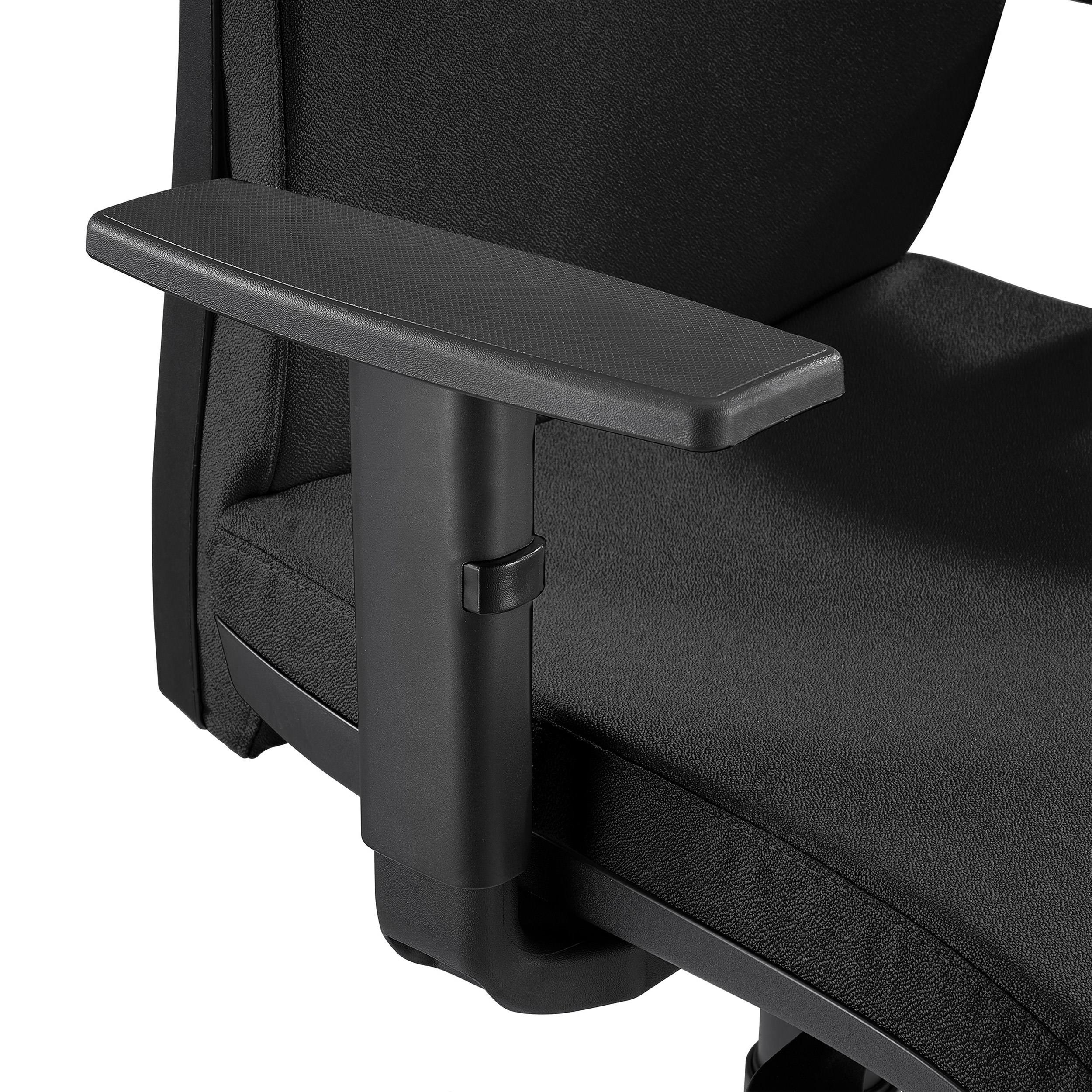 Silla Ergonómica MARVEL, Tela Negra, Base Metálica, Reposacabezas y Soporte Lumbar