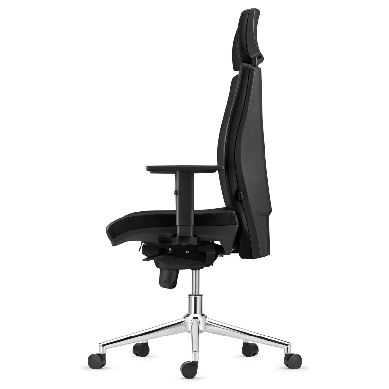 Silla Ergonómica MARVEL en Piel color Negro con Base Metálica
