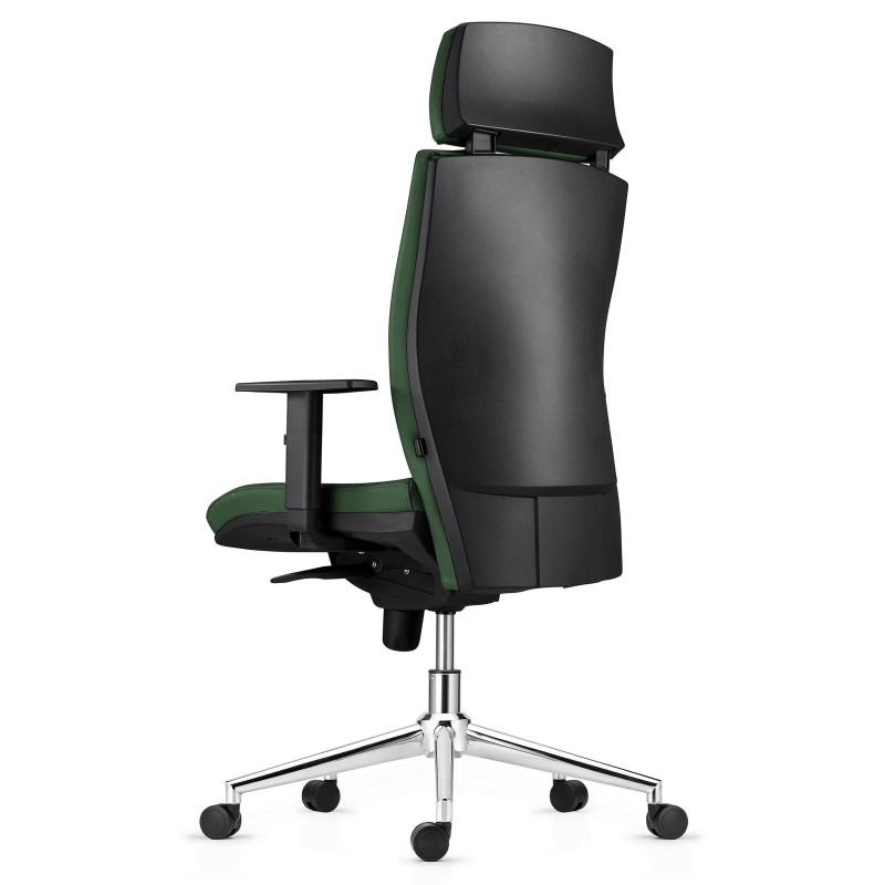 Silla Ergonómica MARVEL en Piel color Negro con Base Metálica