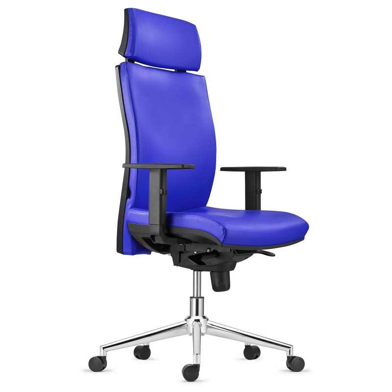 Silla Ergonómica MARVEL en Piel color Negro con Base Metálica