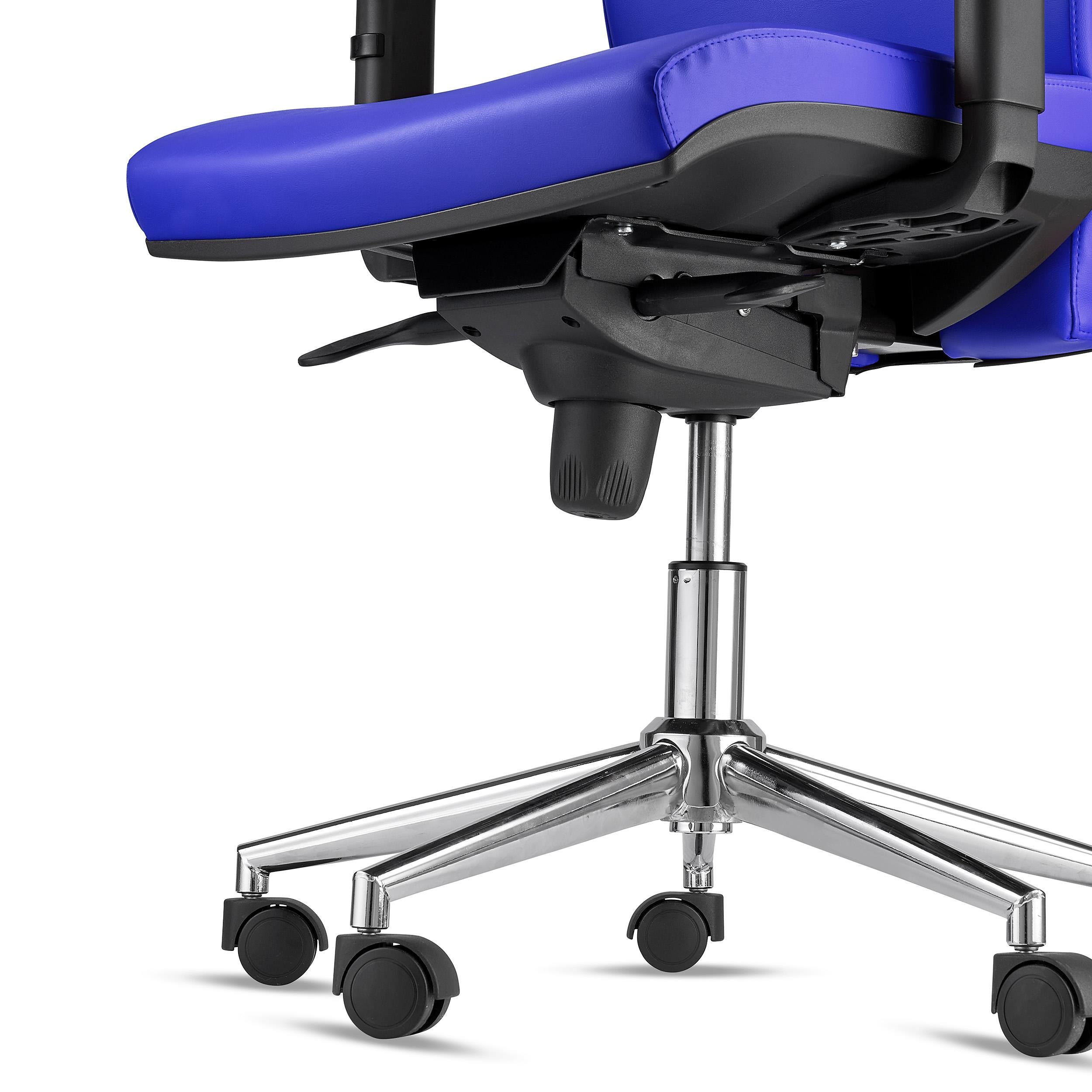 Silla Ergonómica MARVEL, Piel Negra, Base Metálica, Reposacabezas y Soporte Lumbar