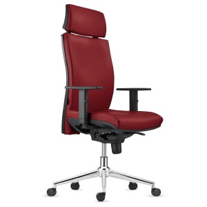 Silla Ergonómica MARVEL en Piel Natural color Negro con Base Metálica