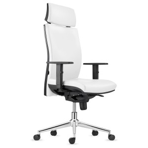 Silla Ergonómica MARVEL en Piel Natural color Negro con Base Metálica