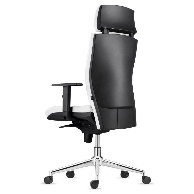 Silla Ergonómica MARVEL en Piel Natural color Negro con Base Metálica