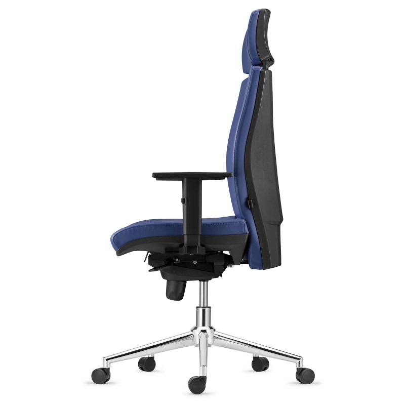 Silla Ergonómica MARVEL en Piel Natural color Negro con Base Metálica