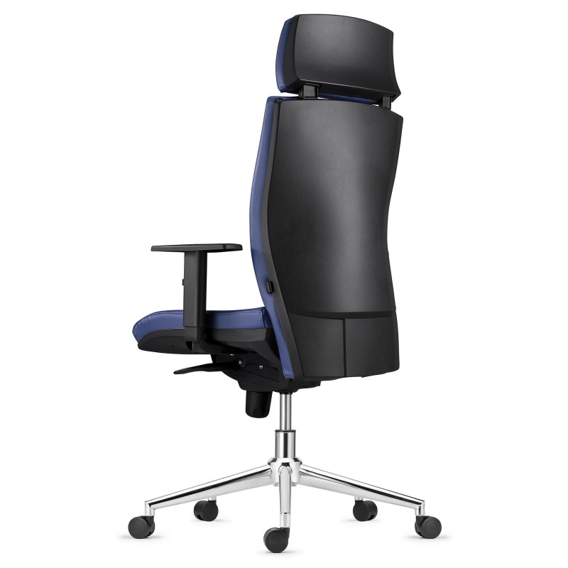 Silla Ergonómica MARVEL en Piel Natural color Negro con Base Metálica