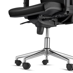 Silla Ergonómica MARVEL en Piel Natural color Negro con Base Metálica