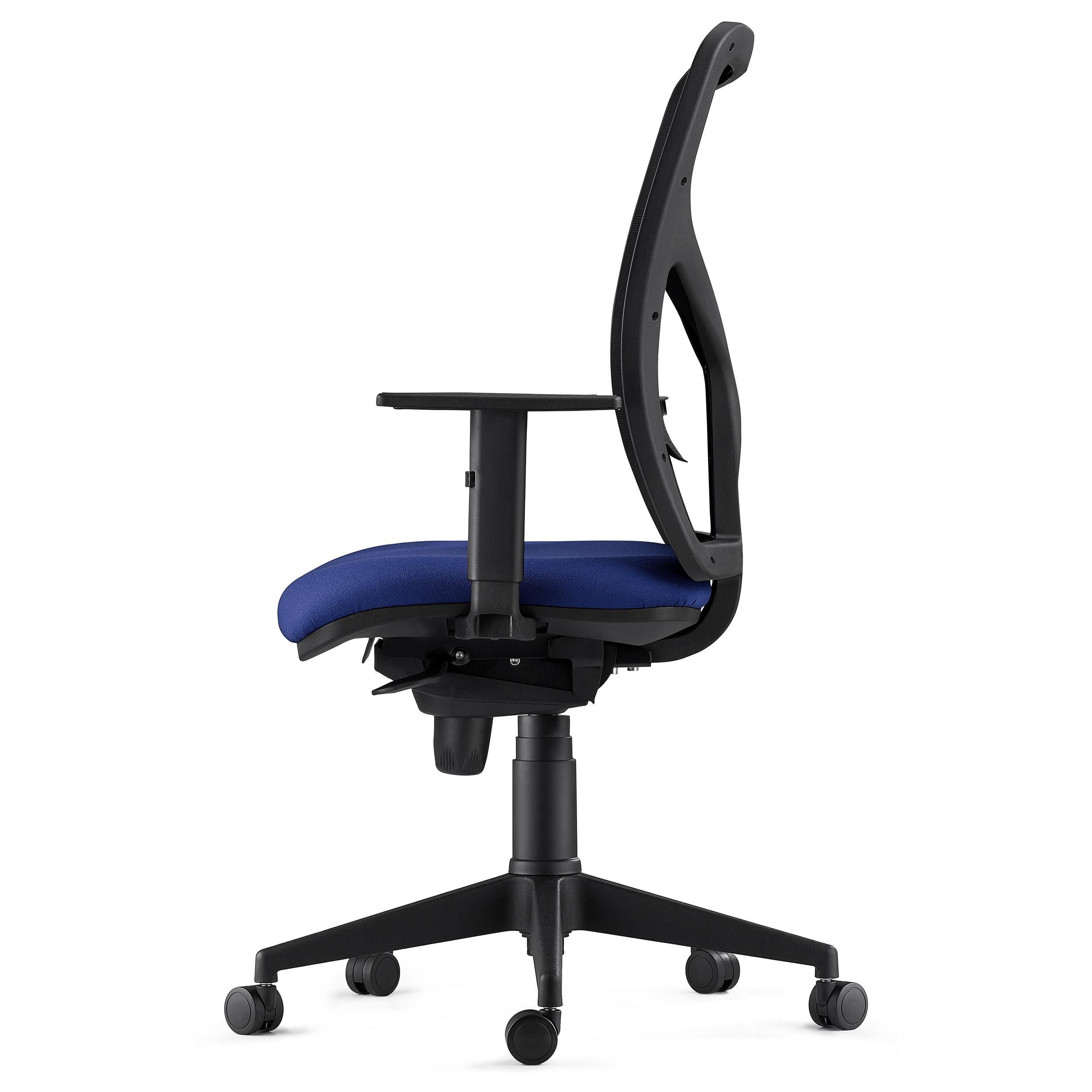 Silla de Oficina MILO, Brazos Ajustables, Soporte Lumbar, en Tela color Negro