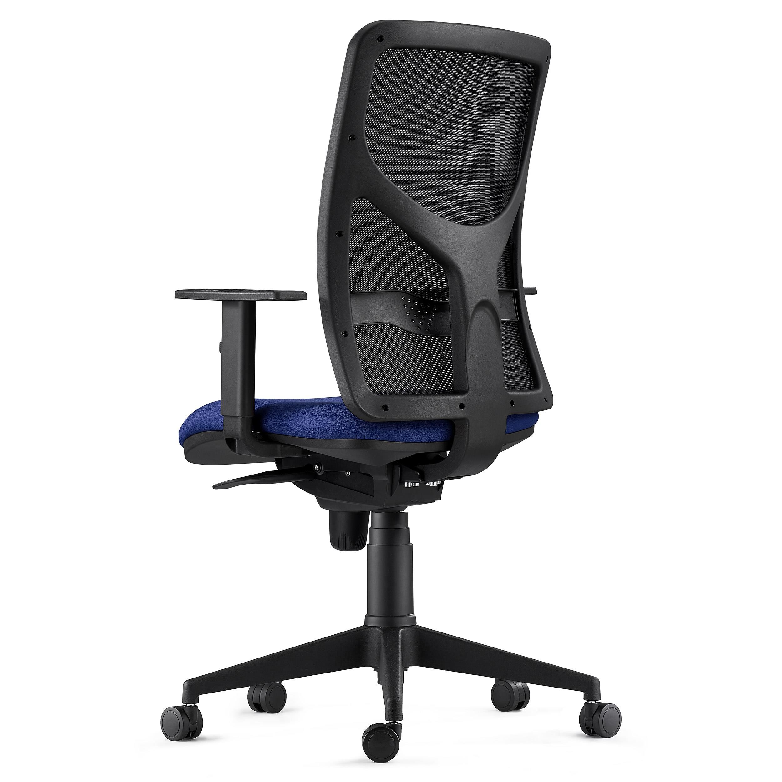 Silla de Oficina MILO, Brazos Ajustables, Soporte Lumbar, en Tela color Negro