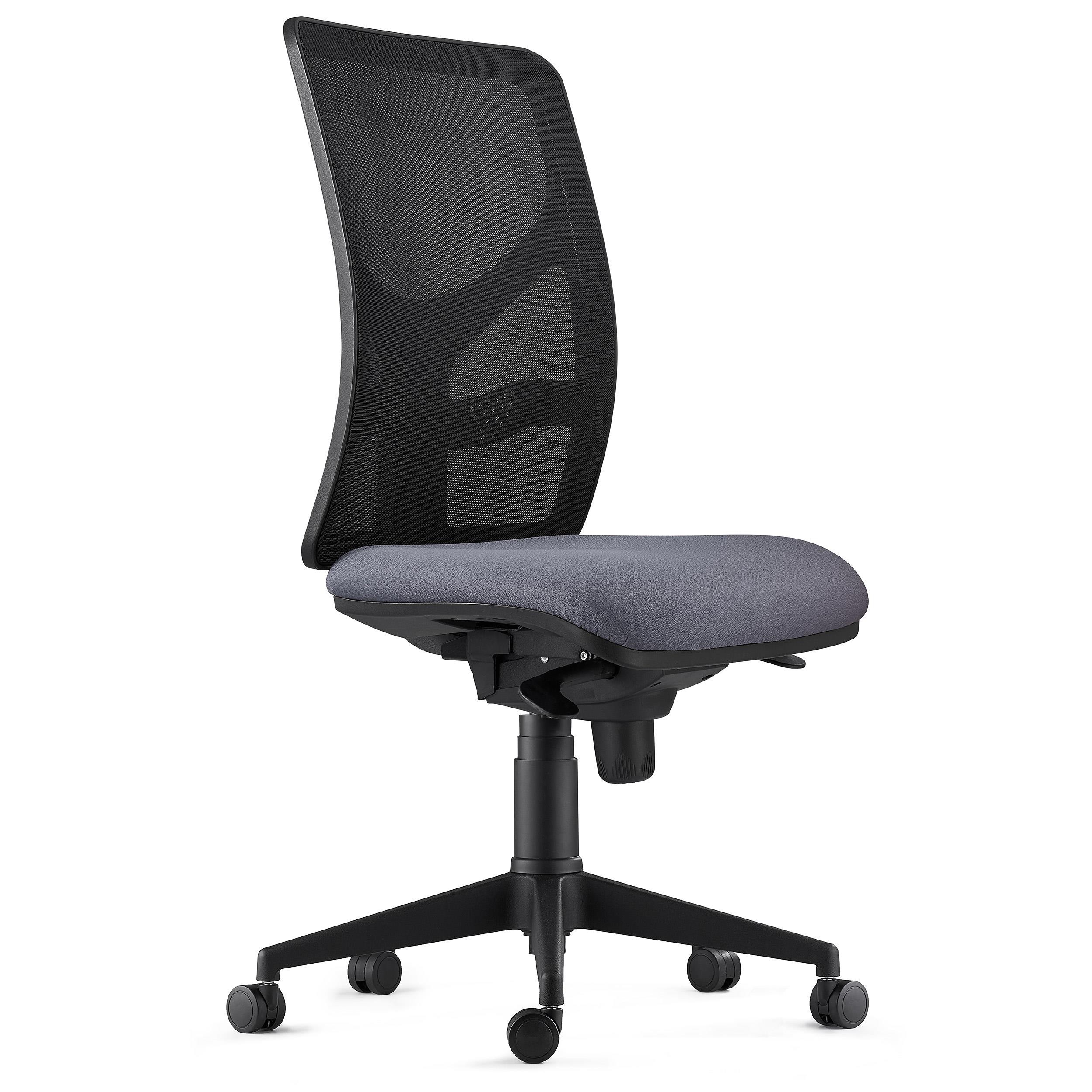 Silla de Oficina MILO, Sin Apoyabrazos, Soporte Lumbar, en Tela color Negro