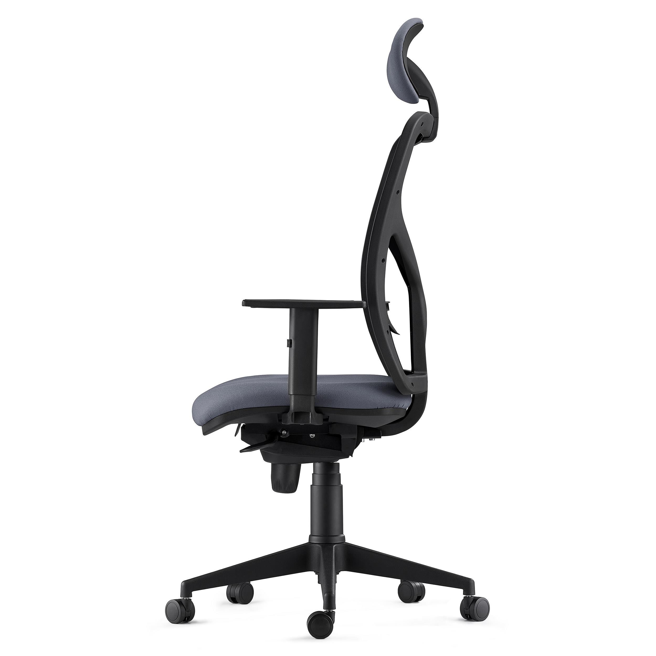 Silla de Oficina BAIKAL, Brazos Ajustables, Soporte Lumbar, en Tela color Negro
