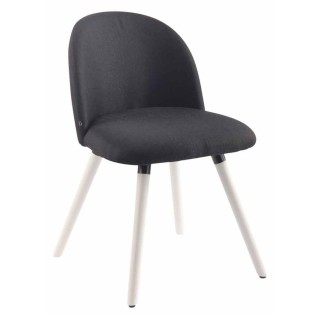 Silla de Confidente MINA, Madera Blanca y Tela Negra