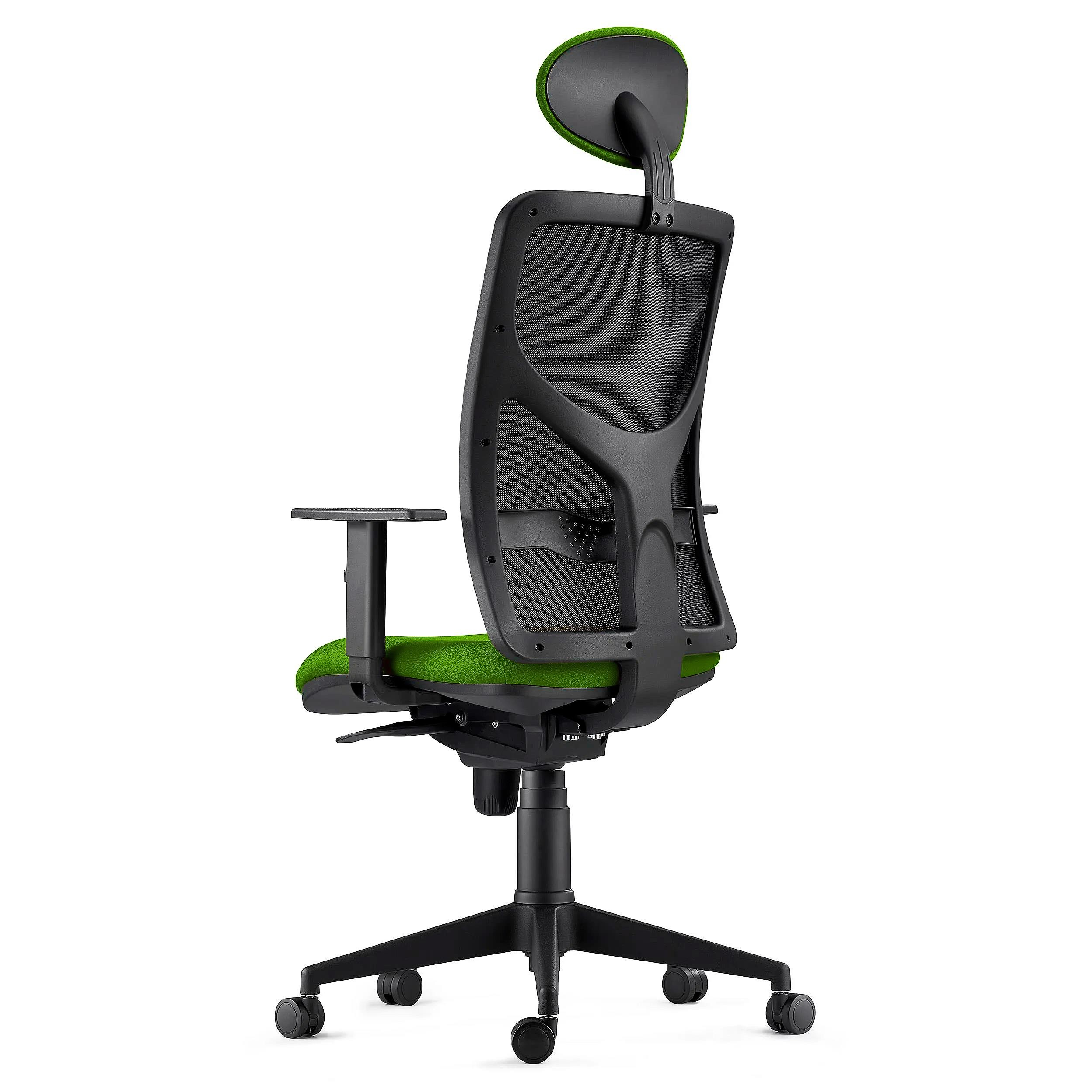 Silla de Oficina BAIKAL, Brazos Ajustables, Soporte Lumbar, en Tela color Negro