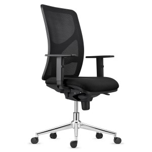 Silla de Oficina MILO, Base Metálica, en Tela color Negro