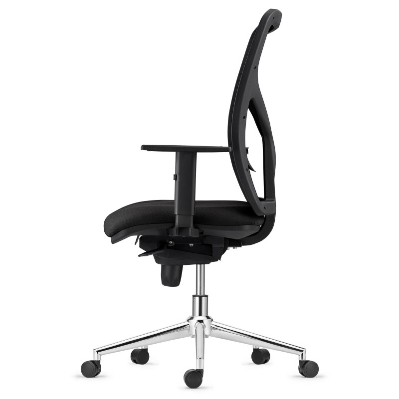 Silla de Oficina MILO, Base Metálica, en Tela color Negro