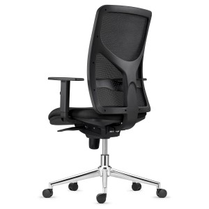 Silla de Oficina MILO, Base Metálica, en Tela color Negro