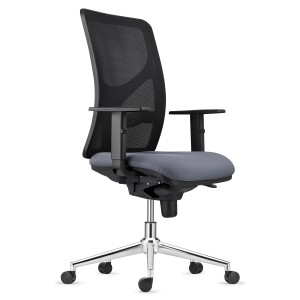 Silla de Oficina MILO, Base Metálica, en Tela color Negro