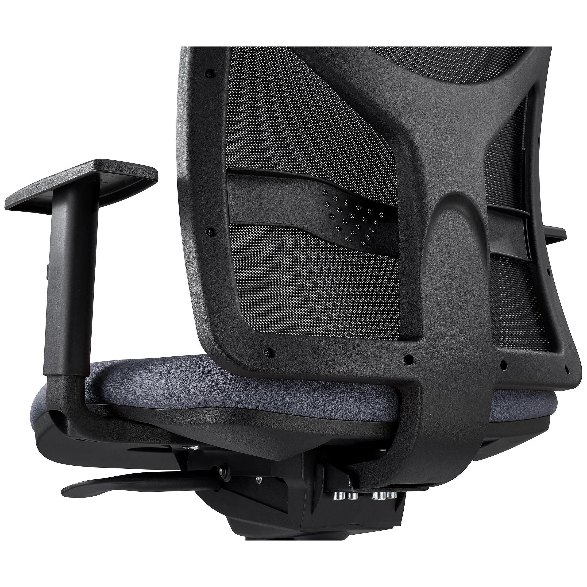 Silla de Oficina MILO, Base Metálica, Brazos Ajustables, Soporte Lumbar, en Tela color Negro