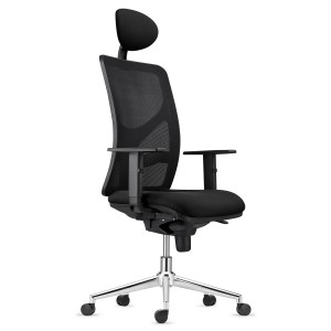 Silla de Oficina MILO PRO CROMO, Base Metálica, en Tela color Negro