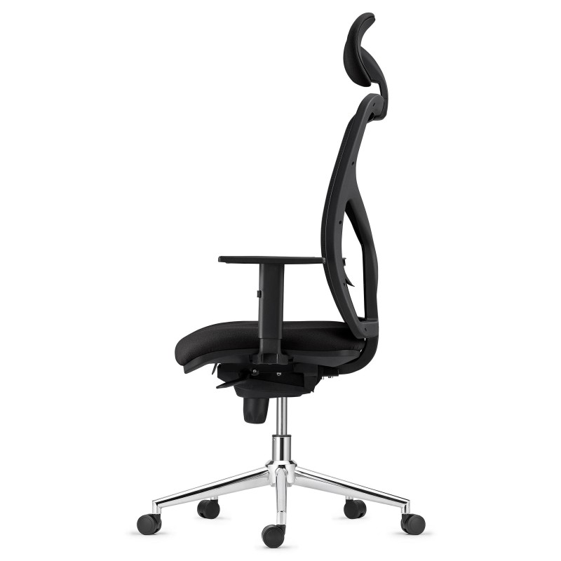 Silla de Oficina MILO PRO CROMO, Base Metálica, en Tela color Negro
