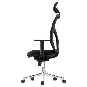 Silla de Oficina MILO PRO CROMO, Base Metálica, en Tela color Negro