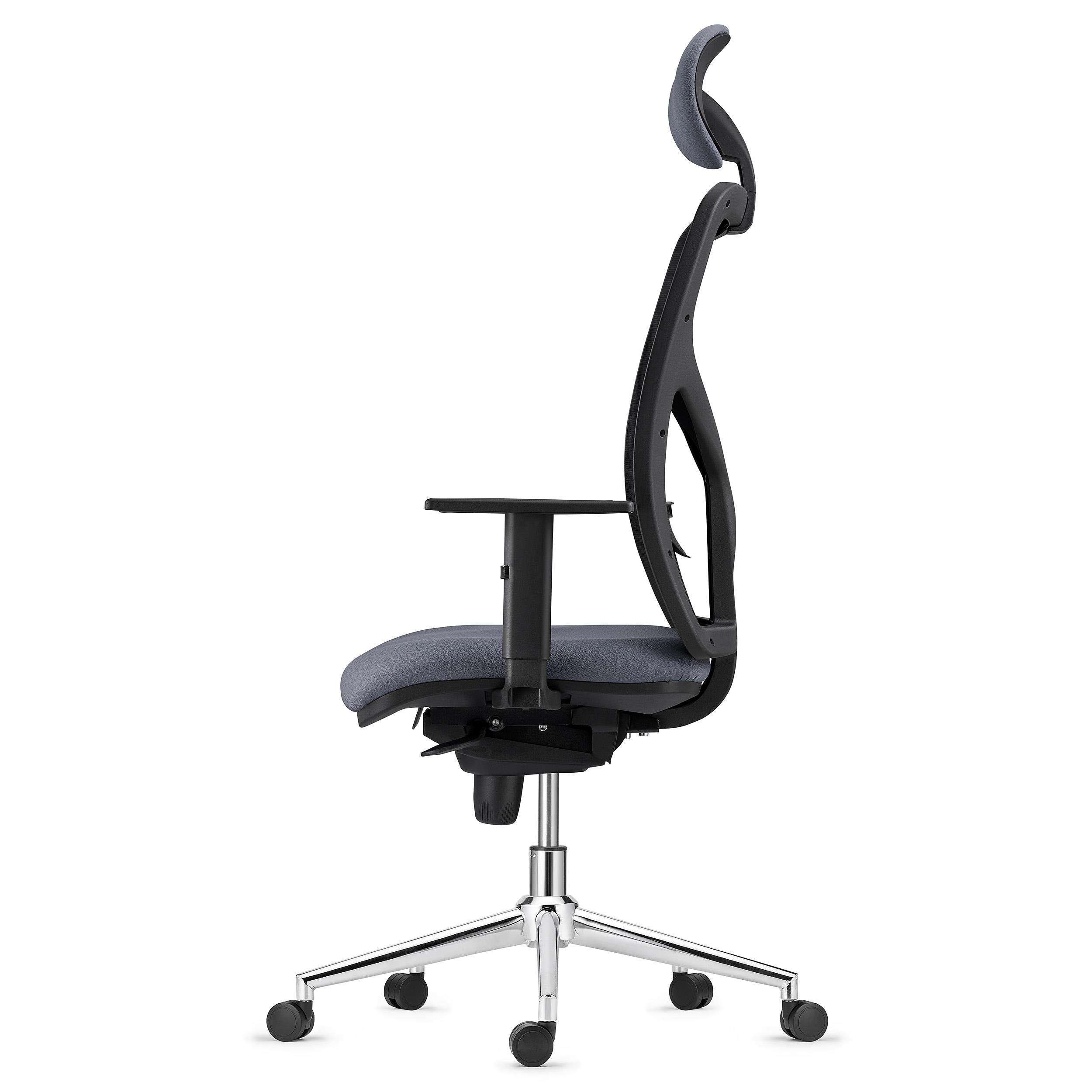 Silla de Oficina BAIKAL, Base Metálica, Brazos Ajustables, Soporte Lumbar, en Tela color Negro