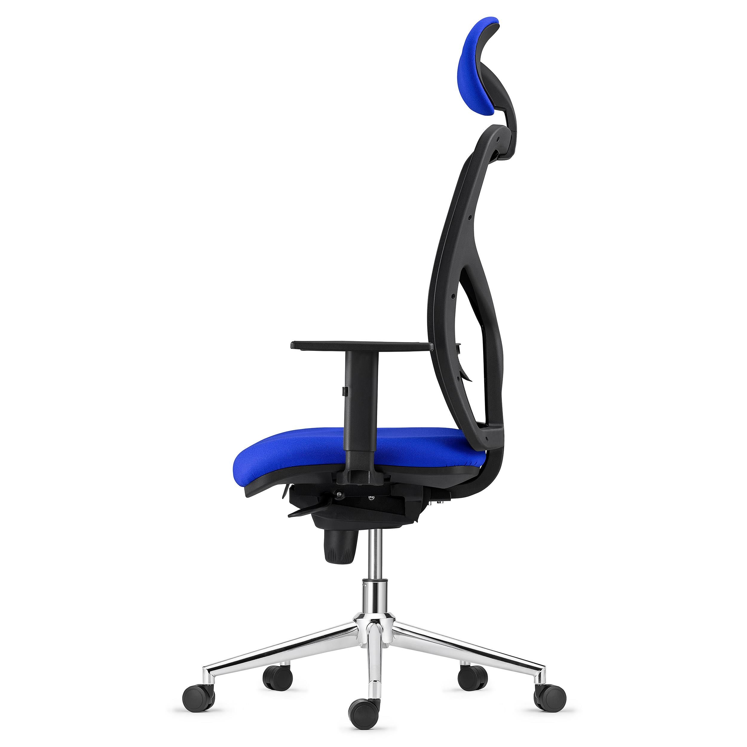 Silla de Oficina BAIKAL, Base Metálica, Brazos Ajustables, Soporte Lumbar, en Tela color Negro