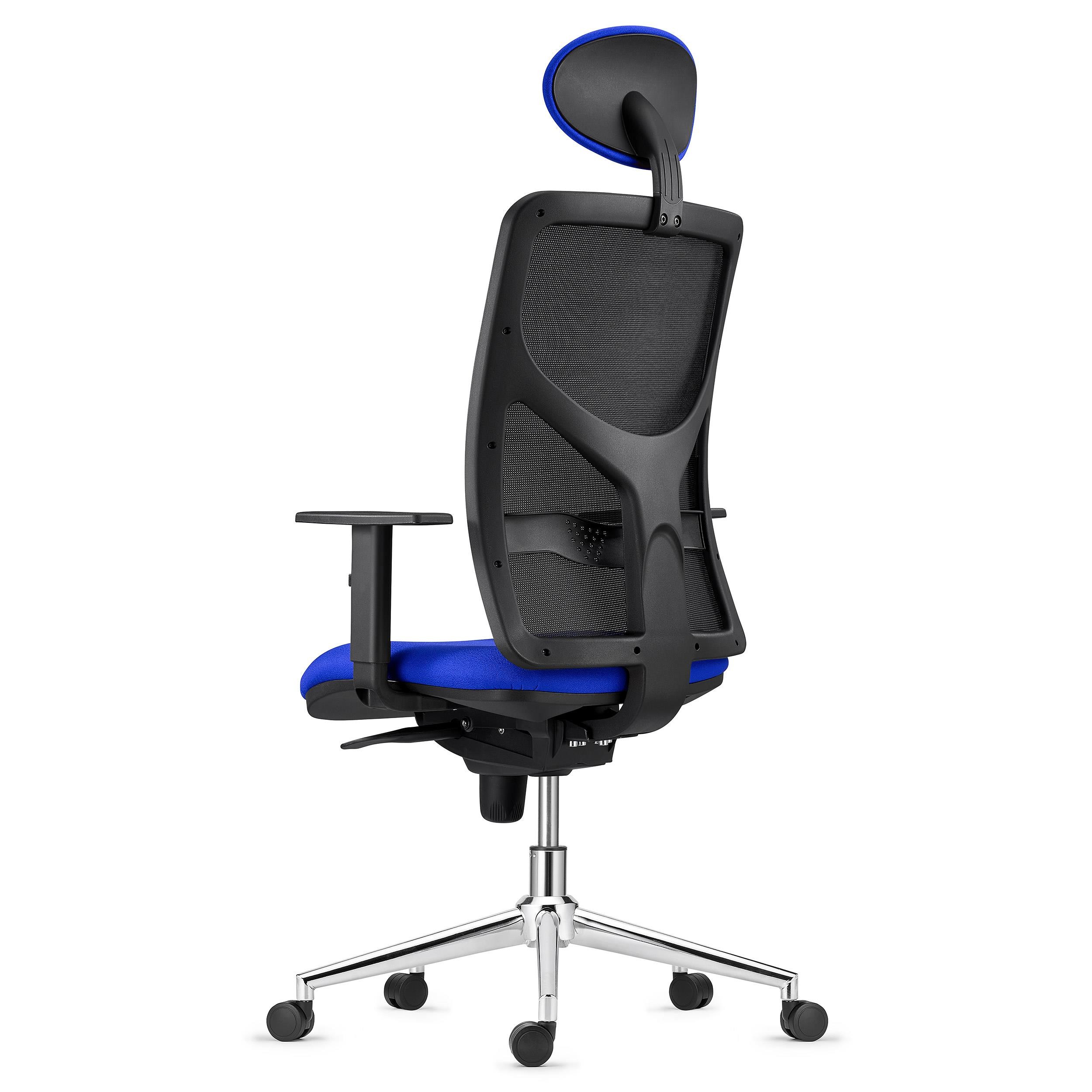 Silla de Oficina BAIKAL, Base Metálica, Brazos Ajustables, Soporte Lumbar, en Tela color Negro