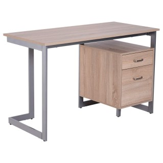 Mesa de Oficina AMONDI en Metal y Madera color Roble