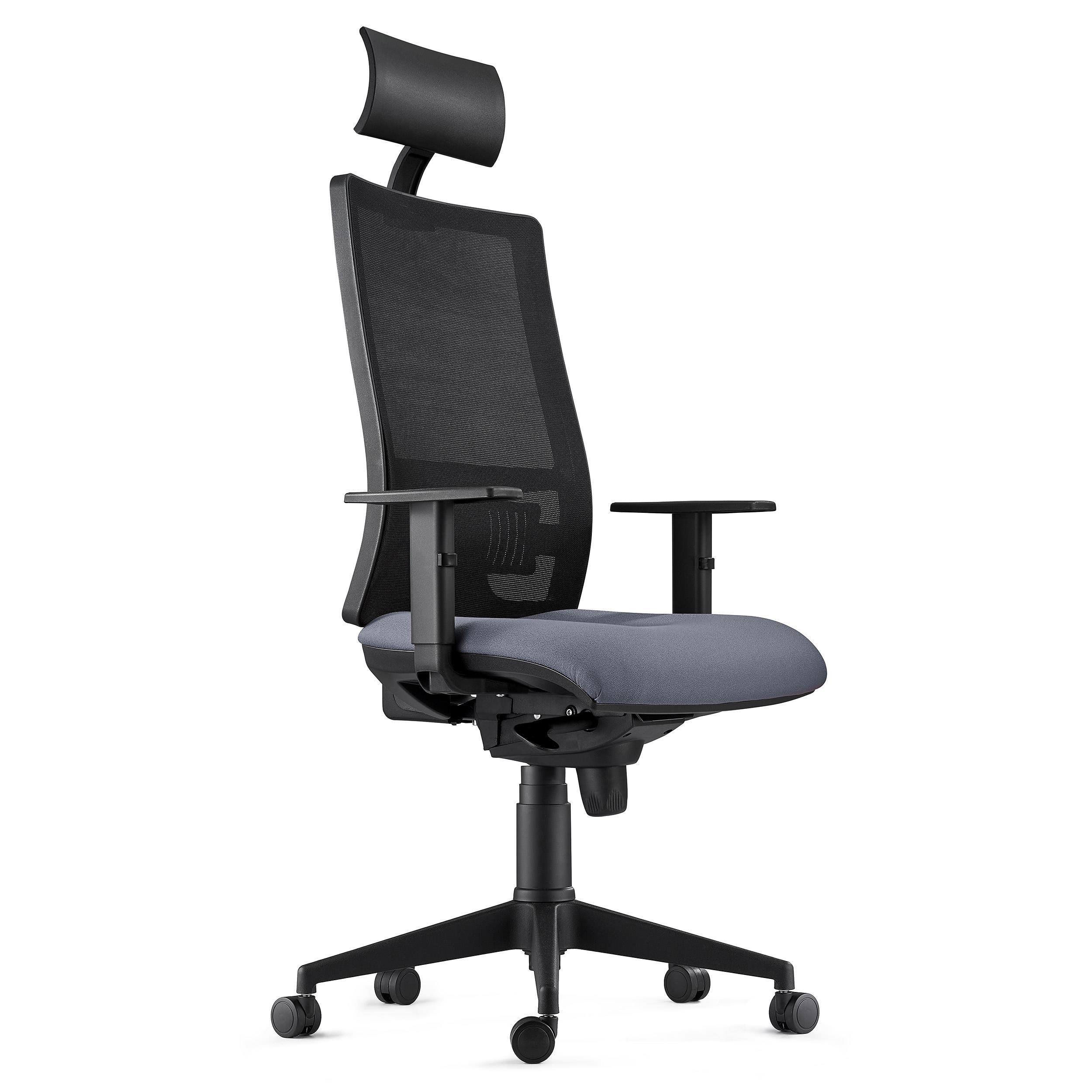 Silla Ergonómica MARSA, Reposacabezas, Brazos Ajustables y Soporte Lumbar, en Negro