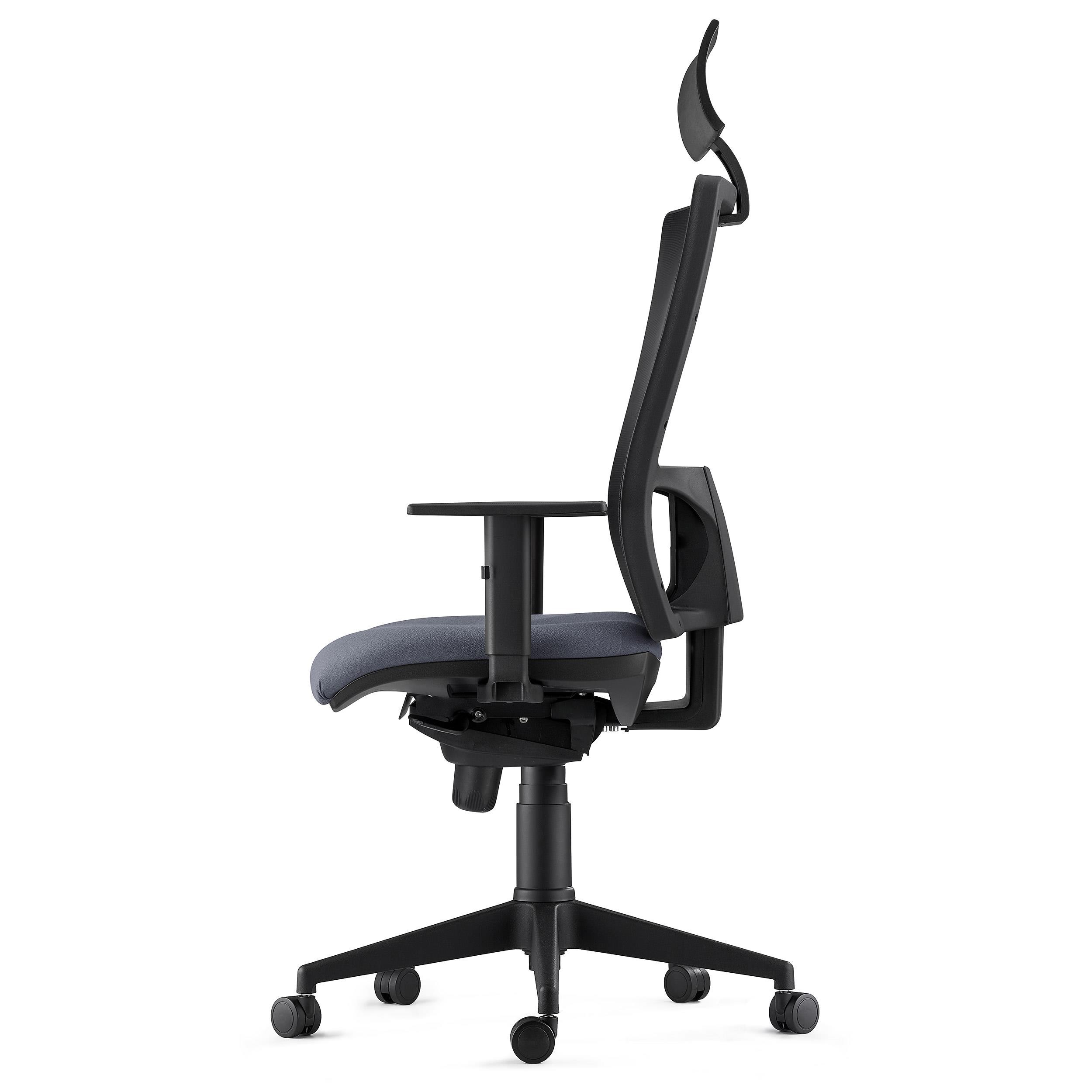 Silla Ergonómica MARSA, Reposacabezas, Brazos Ajustables y Soporte Lumbar, en Negro